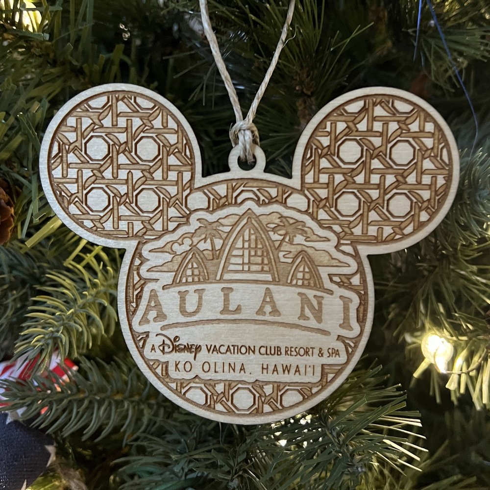Wooden Disney's Aulani Resort and Spa Inspired Christmas Ornament